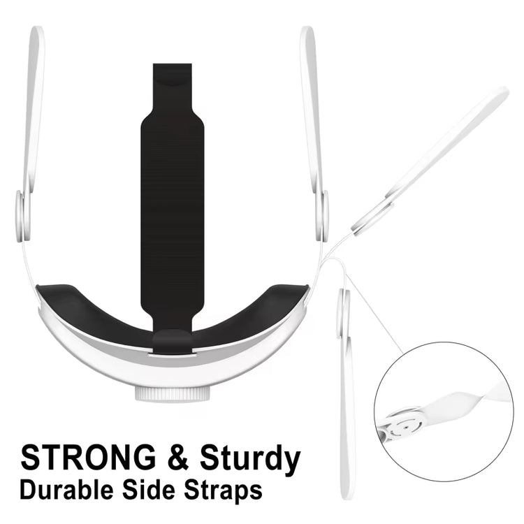 Meta Quest 3 Head Strap Upgrade showing strong and sturdy durable side straps for comfort and stability in VR.
