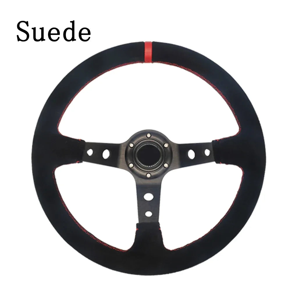 Universal 350MM Suede Steering Wheel Leather Steering Wheel Drift Racing Steering Wheel Type High Quality Suede/Pvc Style