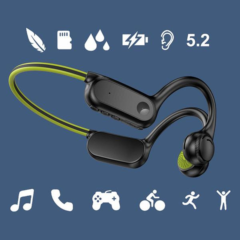 Air conduction headphones for sports featuring Bluetooth 5.2, designed for high-quality sound and safety during activities.