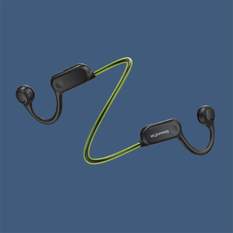 Air conduction headphones for sports with open-ear design and Bluetooth 5.2 technology.