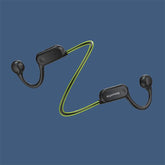 Air conduction headphones for sports with open-ear design and Bluetooth 5.2 technology.