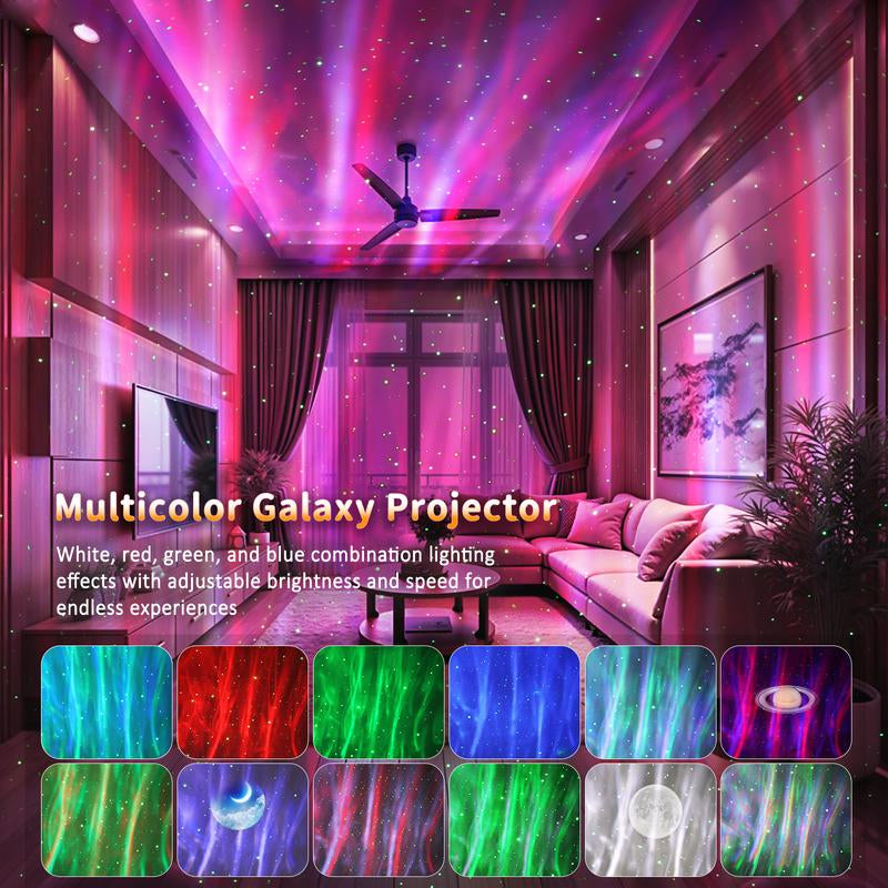Northern Lights Projector Galaxy Projector for Bedroom, White Noise Bluetooth Speaker Star Projector, Suitable Gaming, Home Theater, Adult, Christmas Mood Night Light