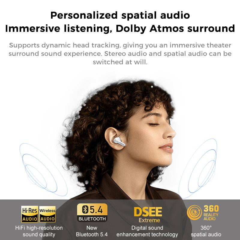 MINISO X25 earbuds connected to a smartphone via Bluetooth, demonstrating seamless integration.