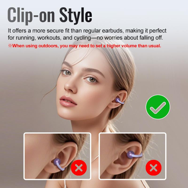 HYUNDAI M100 Clip-On Ear Headphones with Audio-Visual Touch Screen, Wireless Audio Headphones for Music & Phone Calls, Sport Waterproof & Sweatproof, with 2025 Bluetooth 6.0 for Faster, Stable Connection & Low Power Use