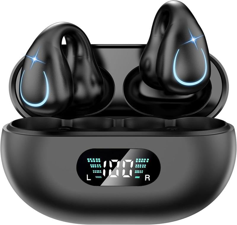 Bluetooth 5.3 Open‑Ear Bone Conduction Earbuds – Waterproof Clip‑On Headphones for Sports & Gaming