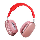 Wireless Noise-Reducing TWS Earbuds in stylish red and pink design with controls and cushioned pads.