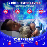Star Projector Galaxy Light image showing 4 brightness levels for a calming ambiance in various environments.