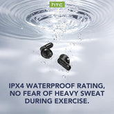 Bluetooth 6.0 Wireless Earphones with IPX4 waterproof rating, designed for exercise and heavy sweat.