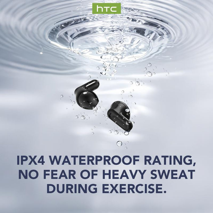 Bluetooth 6.0 Wireless Earphones with IPX4 waterproof rating, designed for exercise and heavy sweat.