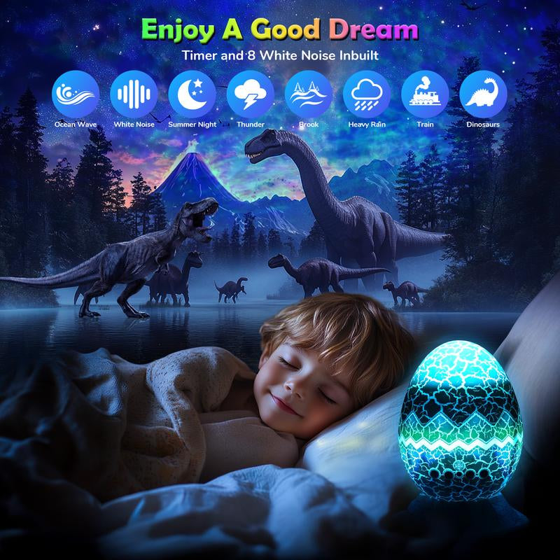Flylily Dinosaur Egg Galaxy Projector, Therapy-Grade White Noise with BT 5.1 Speaker | Smart Remote/App Control for Nursery, Meditation Rooms & Bedrooms | Zen Night Light for Kids/Adults, Birthday/ Christmas Decor Neon Signs Sunsetlamps Lava Lamp