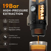 Portable Electric Espresso Coffee Maker Camping Self-Heating Car Travel Coffee Maker for Ground Coffee Dolce Gusto NS Capsule