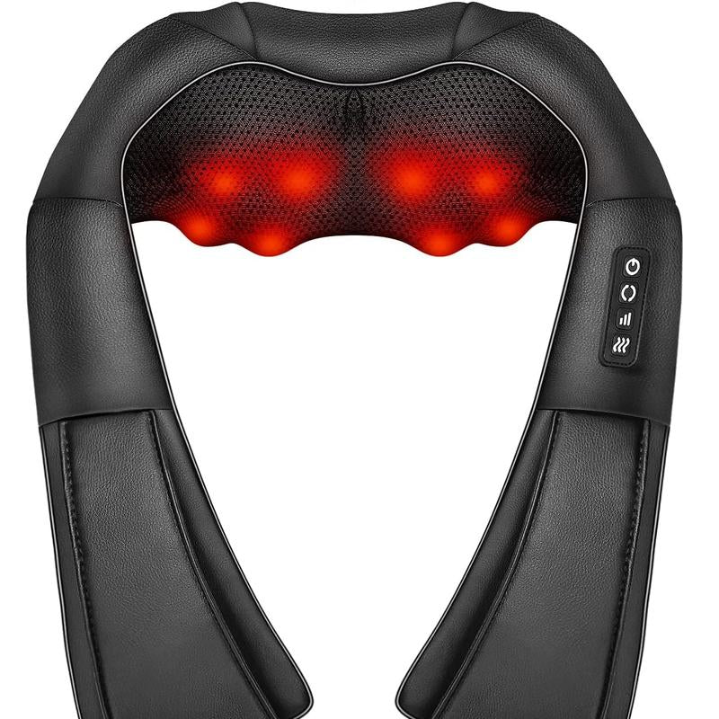 Shiatsu Neck & Back Massager with Heat – 3‑Speed Deep Tissue Pillow