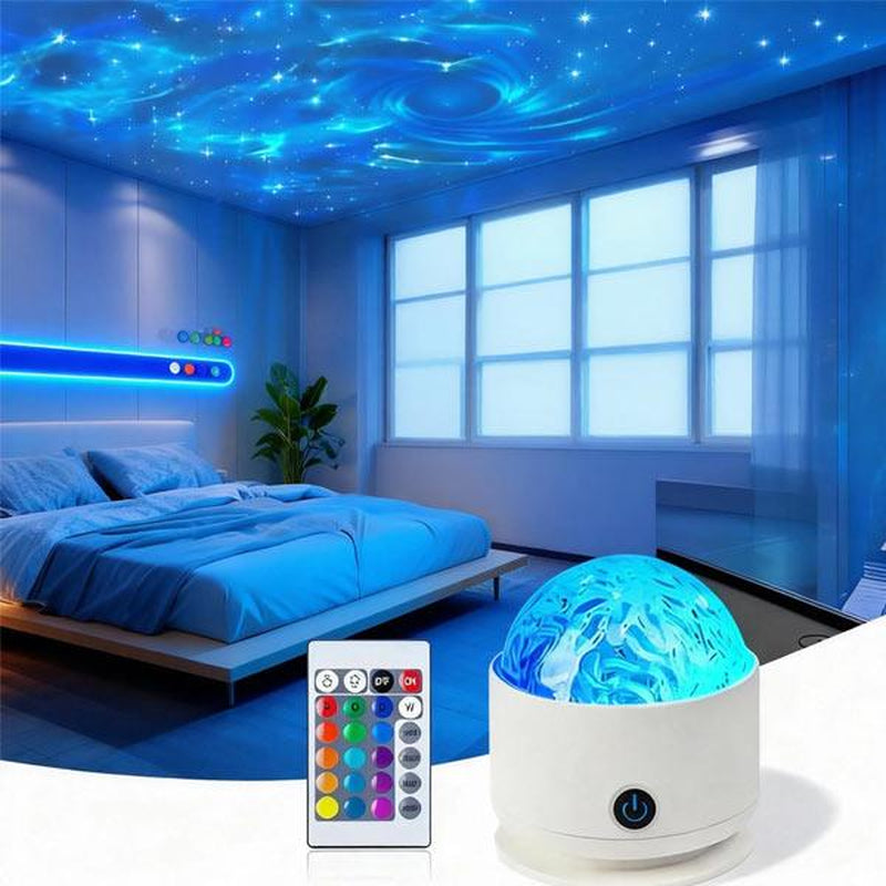 New Year Deal: Upgraded Multifunctional Sound-Activated Projector Lamps - 3-In-1 Aurora & Water Ripple Night Light with Voice Control, USB & Remote for Home, Party, Holiday Decorations & Gift