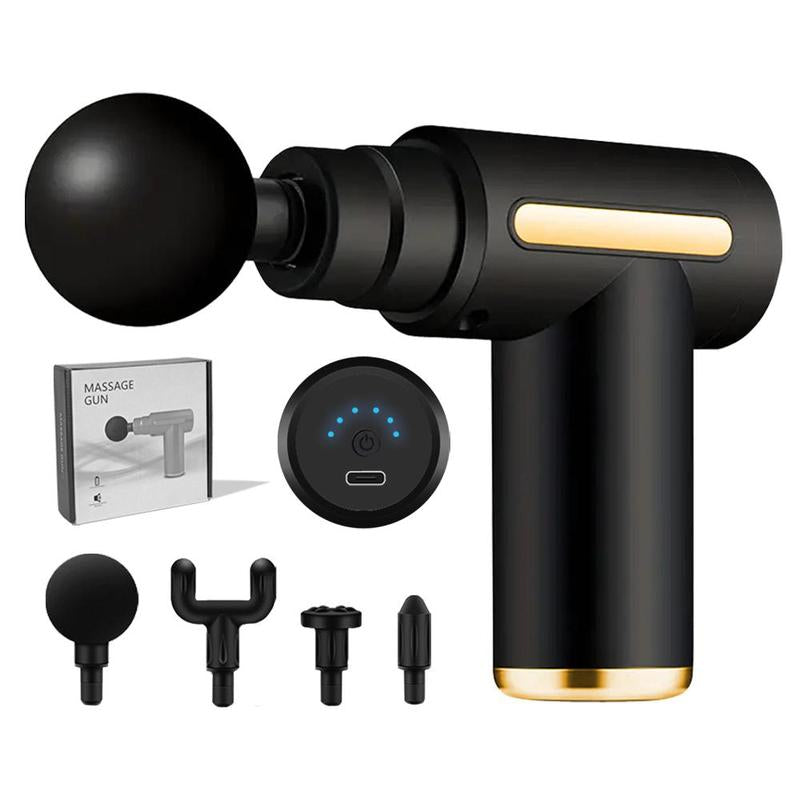 Premium Portable Massage Gun – 4 Interchangeable Heads | Deep-Tissue Pain Relief