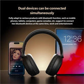 Wireless headphones for music lovers connecting to two devices for seamless music and entertainment.