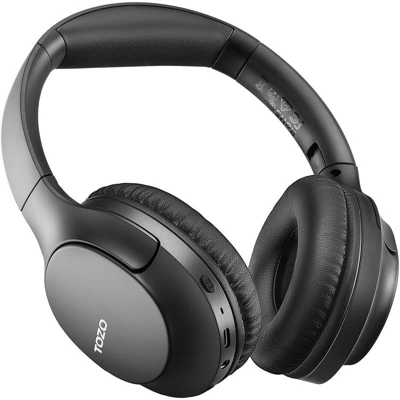 TOZO HA1 Bluetooth 5.4 Over‑Ear Headphones with ENC Call Noise Cancelling, Foldable, 70 H Playback, Deep Bass EQ (Black)