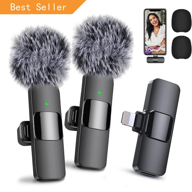 2‑Pack Wireless Lavalier Microphone for iPhone / iPad – Vlog, Interview, Live‑Streaming Dual Mic Kit