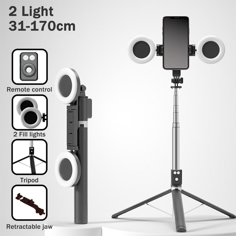 6 in 1 Selfie Tripod w/ Dual Fill Lights & Wireless Remote – Portable Phone Stand