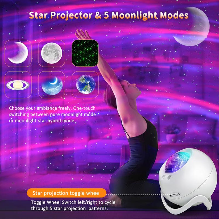 Northern Lights Projector Galaxy Projector for Bedroom, White Noise Bluetooth Speaker Star Projector, Suitable Gaming, Home Theater, Adult, Christmas Mood Night Light