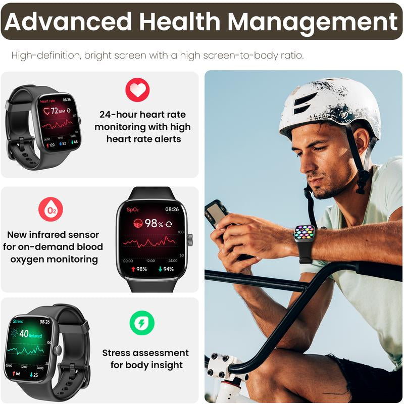 TOZO S7 Smartwatch Bluetooth Call AMOLED Ultra HD Screen,Dynamic Dials Messages Push 100+ Sports Modes,Detect Human Health (Heart Rate,Blood Oxygen)With High Battery Life Touch Screen Watch Black Fathersdaygift Wristwatch Wearable Phone Smartphone