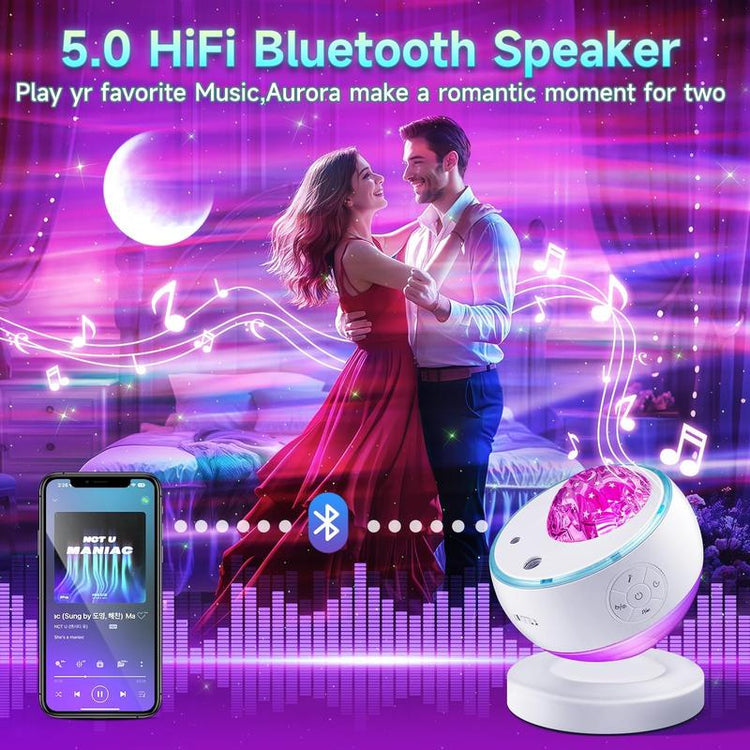 One Fire Northern Lights Projector,16Color Galaxy Projector for Bedroom, 15 White Noise Galaxy Projector, 5Moon Star Projector, Bluetooth Ambient Light Projector, Remote Timer Star Lights Audio Mood Lighting Aurora Living Room Night Light Kids