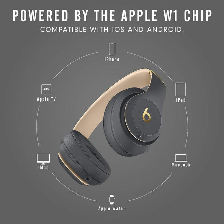 traveler wearing Beats Studio3 wireless noise canceling headphones