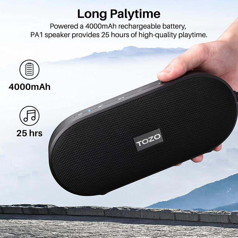 TOZO PA1 Bluetooth Speakers with 20W Stereo Sound, 25H Playtime, IPX7 Waterproof Portable Wireless Speakers Audio Protection Smartphone Fathersdaygift