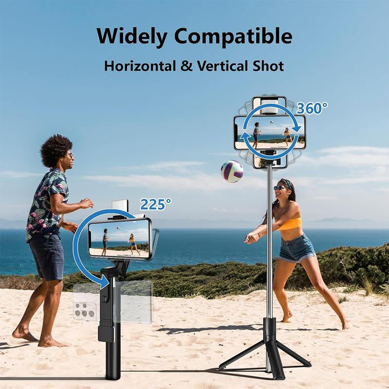 Selfie Stick, 70 Inch Retractable Phone Tripod with Wireless Remote Control & Light, Portable Selfie Stick Tripod for Cell Phone and Smartphones