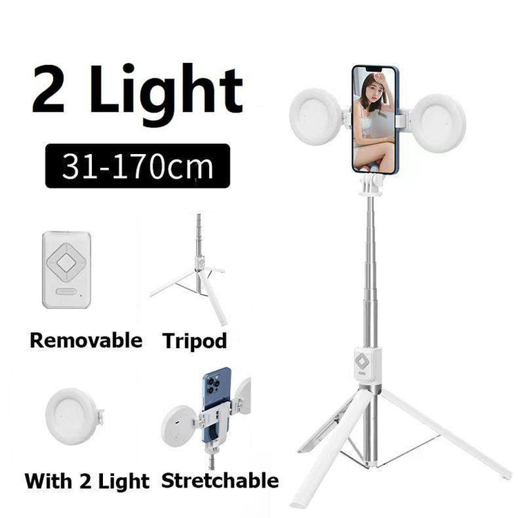 New 6 in 1 Selfie Stick with Fill Light, 67" Phone Tripod & Wireless Remote Page Turner,Bluetooth Camera Video Recording Remote,Music Control, for Iphone ,Ipad ,Ios,Android