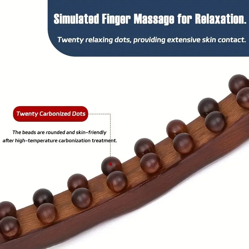 1Pc Double Row of 20 Beads Massage Stick, Carbonization Massage Stick, One Universal Scraping Stomach Rubbing Abdomen Profession