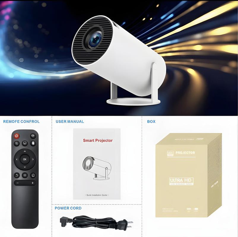 Haoye Portable Projector,5G Wifi&Bluetooth,Bt 5.2,200 Inch Screen,Built-In Speaker,Home Outdoor Video Projector with Android 11 System Projectors