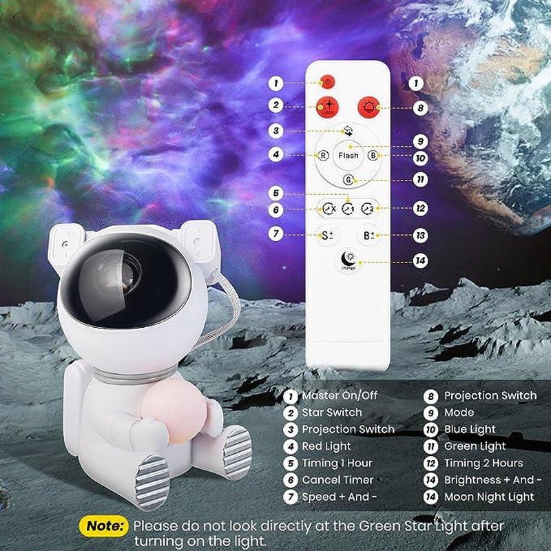 [Black Friday] Cayclay Astronaut Star Nebula Projector 4-Color Galaxy LED Night Light with Remote Control 360° Rotatable Head for Bedroom Room Decoration Christmas Birthday Gift