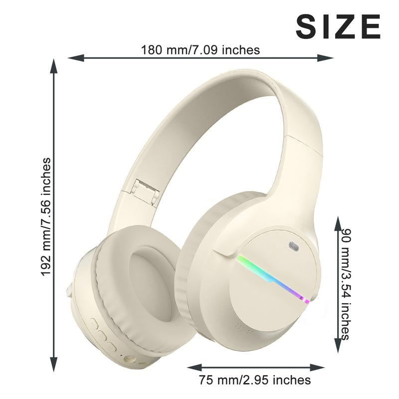 Kids Bluetooth Headphones, Kids Headphones Wireless with LED Light Up, Built-In Mic, Over-Ear Bluetooth 5.3 Headphones for School Travel Ipad Tablet 6-18 Years Boy Girl