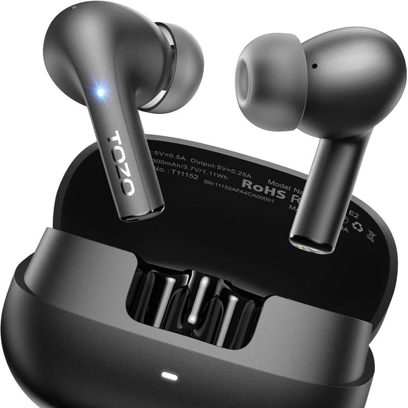 TOZO E2 Wireless Earbuds with Call Noise Cancellation, App Customize 32 Eqs, 10Mm Drivers with Powerful Bass, 30H Playtime, 2 Mics for Clear Calls, Bluetooth 5.3 Headphones, Comfort Fit In-Ear Headset Fathersdaygift Audio Charging Electronic Chargeable