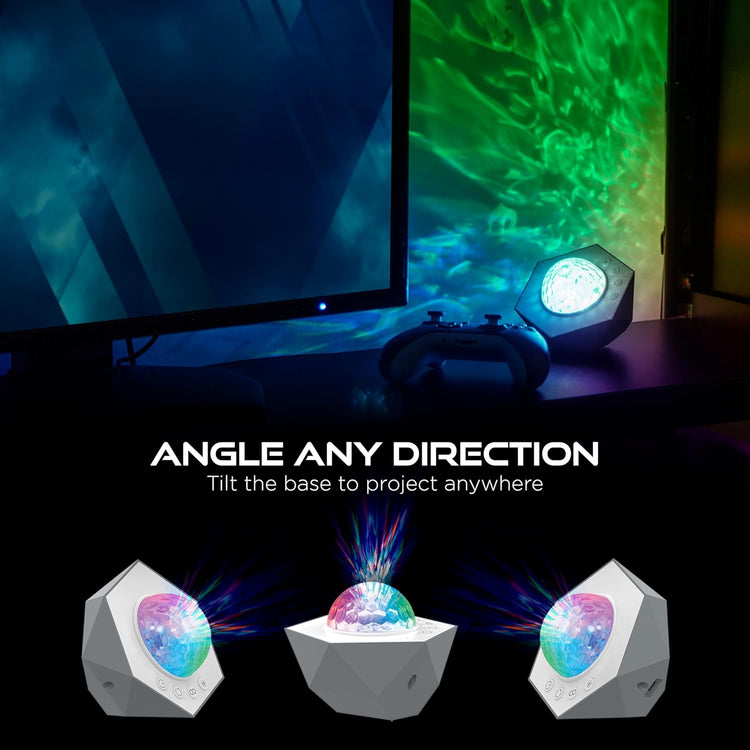 Aurora Wave LED Nebula Projector showcasing adjustable angles to project galaxy scenes anywhere.