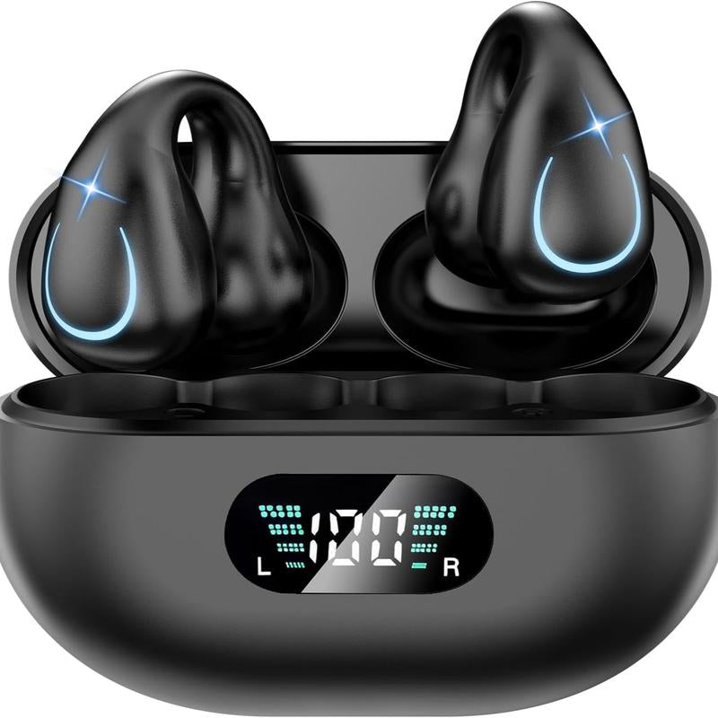 Bluetooth 5.3 Open‑Ear Bone Conduction Earbuds – Waterproof Clip‑On Headphones for Sports & Gaming