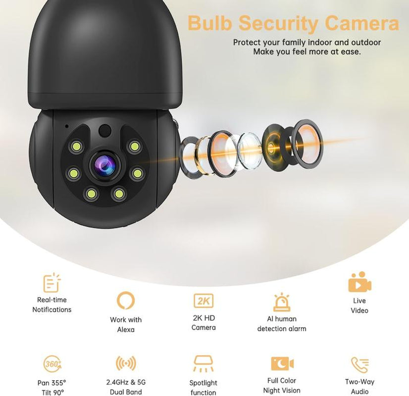 Two-way talk outdoor light bulb security camera