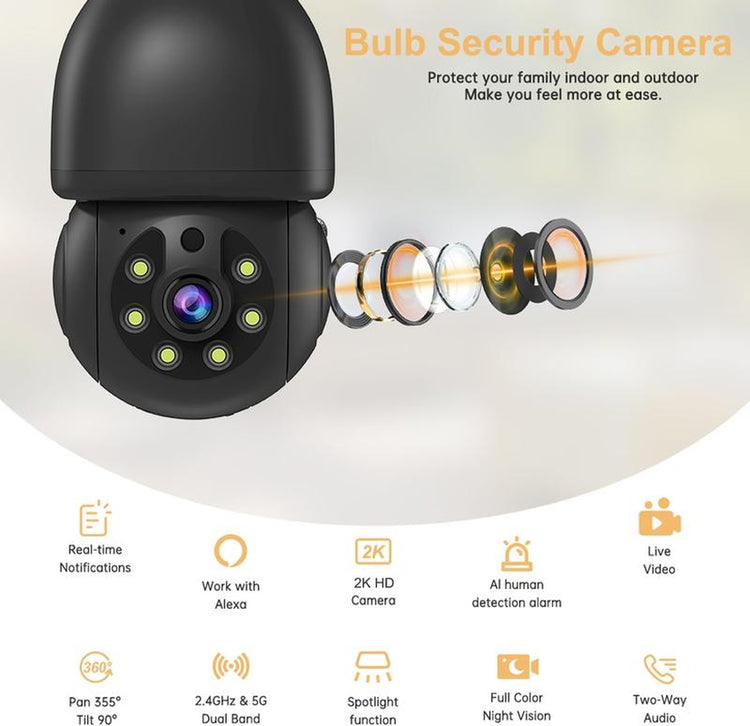 Two-way talk outdoor light bulb security camera