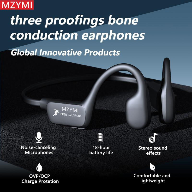 MZYMI 18H Ultra Long Battery Life Open-Ear Wireless Bone Conduction Sport Headphones - Wireless Earphones for Workouts and Running