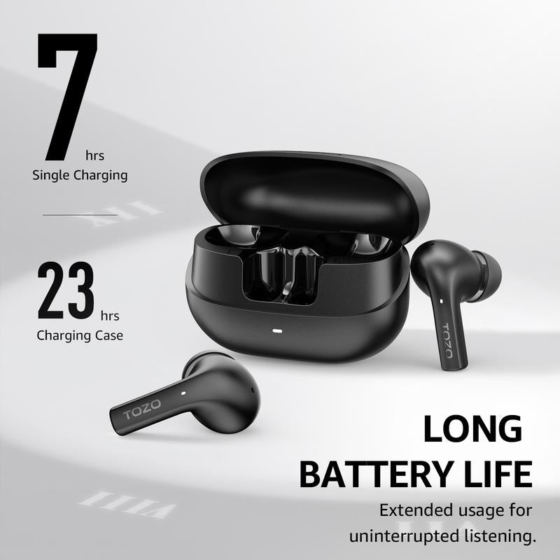 TOZO E2 Wireless Earbuds with Call Noise Cancellation, App Customize 32 Eqs, 10Mm Drivers with Powerful Bass, 30H Playtime, 2 Mics for Clear Calls, Bluetooth 5.3 Headphones, Comfort Fit In-Ear Headset Fathersdaygift Audio Charging Electronic Chargeable