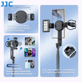 Magnetic Selfie Stick Tripod, Wireless Remote Control Selfie Stand with 2 Cold Shoe Mounts, Selfie Stick Tripod Stabilizer with Removable Phone Holder for Vlog, Stocking Fillers Gift