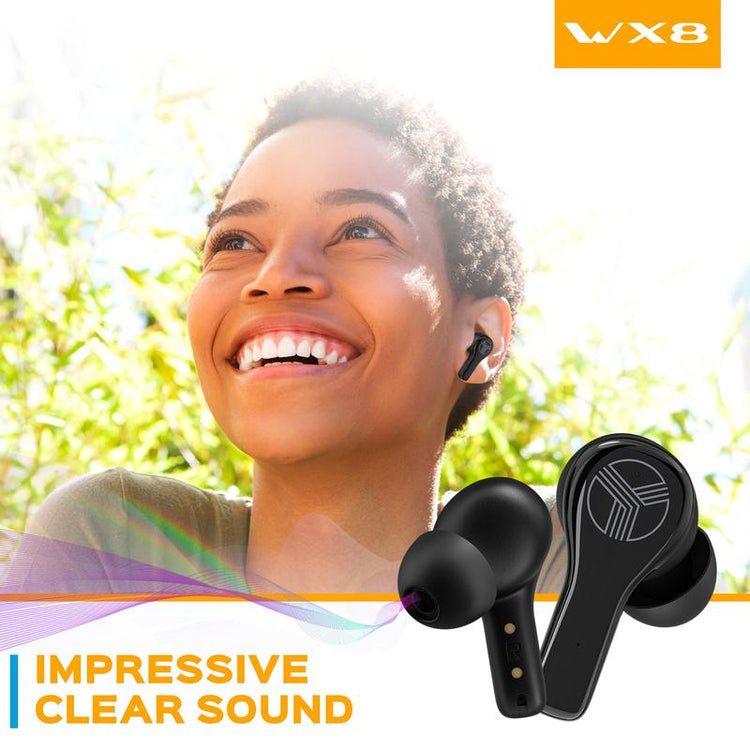 TREBLAB WX8 Wireless Earbuds with Charging Case - Audio Cable Headphone