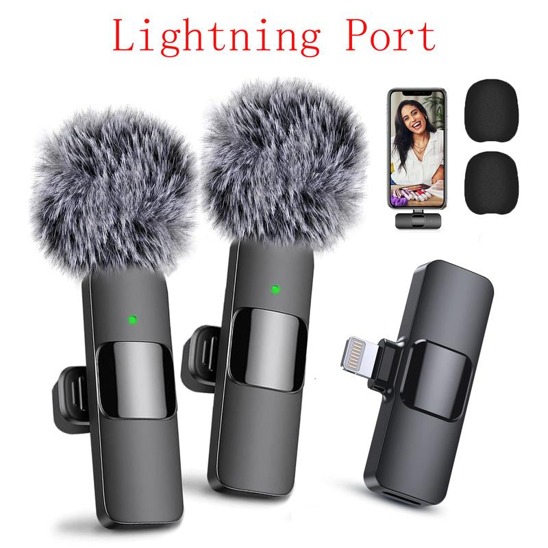 2‑Pack Wireless Lavalier Microphone for iPhone / iPad – Vlog, Interview, Live‑Streaming Dual Mic Kit
