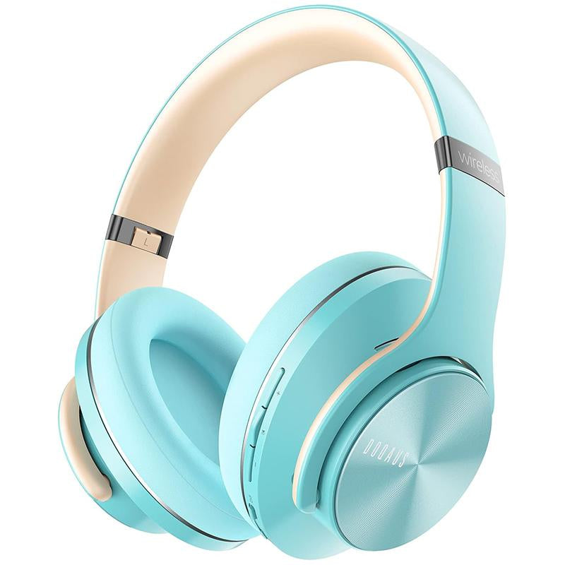 DOQAUS Bluetooth Headphones over Ear, 90 Hours Playtime Wireless Headphones with 3 EQ Modes, Noise Isolating Hifi Stereo Headphones with Deep Bass, Microphone, Soft Earpads for Cellphone/Pc Doqaus Headphones