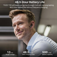TOZO T20 Wireless Earbuds Bluetooth Headphones 48.5 Hrs Playtime with LED Digital Display Audio Earphones Noise Electronic Headset Charging Chargeable Mini Headphones In-Ear Earphone Fathersdaygift