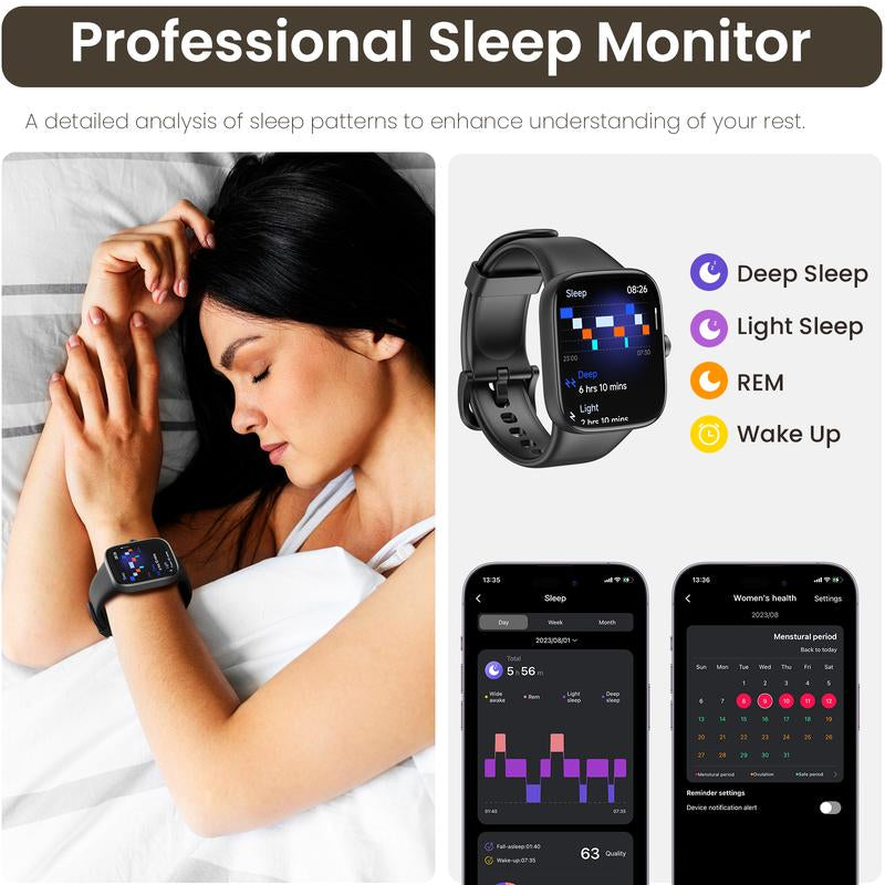 TOZO S7 Smartwatch Bluetooth Call AMOLED Ultra HD Screen,Dynamic Dials Messages Push 100+ Sports Modes,Detect Human Health (Heart Rate,Blood Oxygen)With High Battery Life Touch Screen Watch Black Fathersdaygift Wristwatch Wearable Phone Smartphone