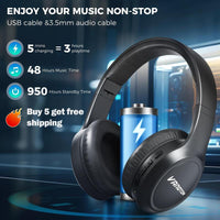 VANOTOM Folding Wireless Headphones Gaming Headset, 1 Piece Foldable over Ear Wireless Bluetooth-Compatible Headphones, Long Battery Life Audio Hifi Bass Earphone Earbuds, Wireless Headphone for Sports Music Work Use, Mother'S Day Gift