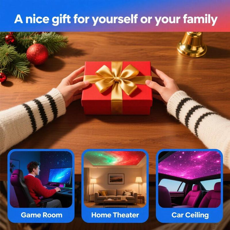 Astronaut Star Projector gift suggestion for game room, home theater, and car ceiling with festive wrapping.