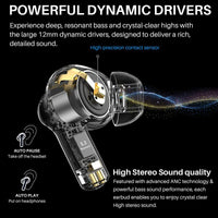 TOZO NC3 Hybrid Active Noise Cancelling Wireless Earbuds, 6 Mics ENC Clear Call, 55H Long Playtime, 32 Preset Eqs via APP, Bluetooth 5.3 Headset, IPX8 Waterproof, In-Ear Headphones with LED Display Audio Electronic Noisecancellingheadphones Black