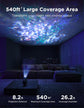 Aurora Wave LED Nebula Projector illuminating a large 540ft² area in a cozy room setting.